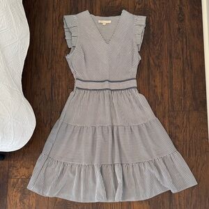 Striped V-Neck Ruffle Sleeve Spring Easter Dress